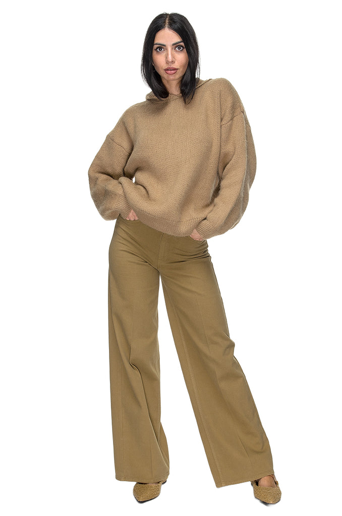 PANTALONE DYED PALAZZO GABARDINA KAKI CIGALA'S