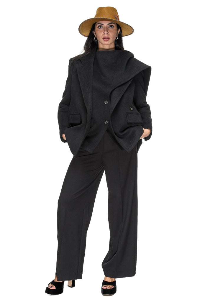 BLAZER MISTO LANA NERO SU