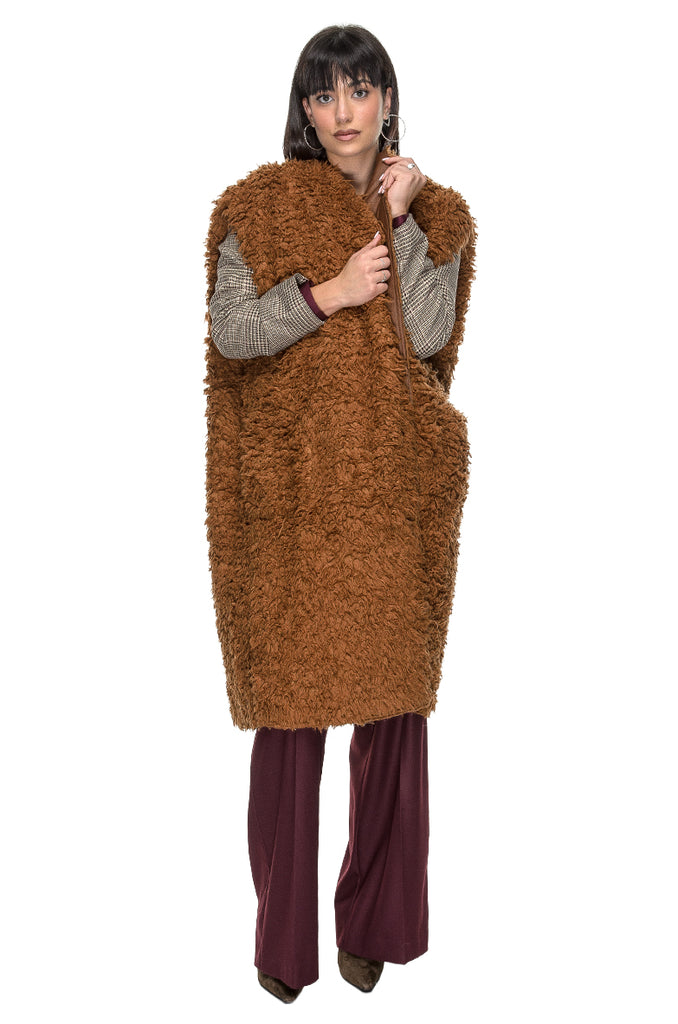 ECOFUR GILET LONG VEST HAZELNUT PHISIQUE DU ROLE