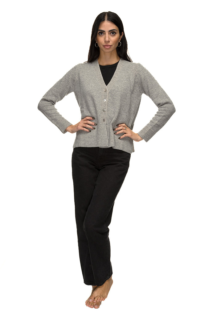 CARDIGAN MISTO CACHEMIRE GRIGIO SET