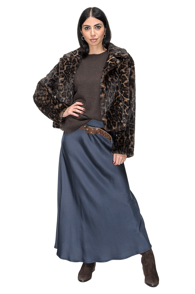 GIACCA ECOFUR GREY LEOPARD MEHRAN