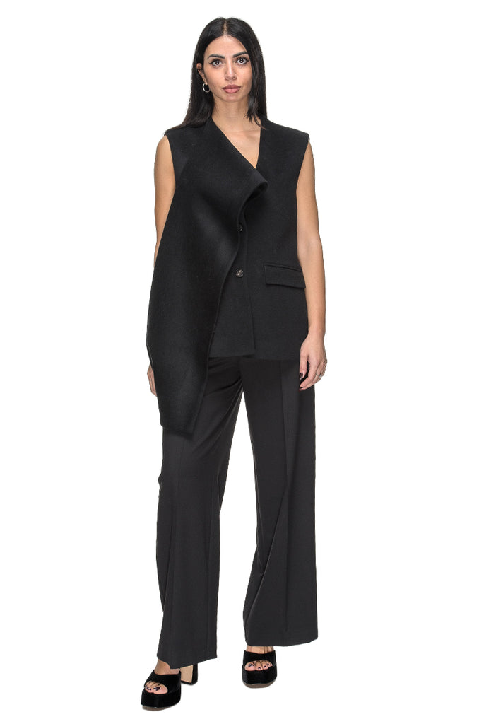 GILET MISTO LANA CON SCIARPA NERO SU