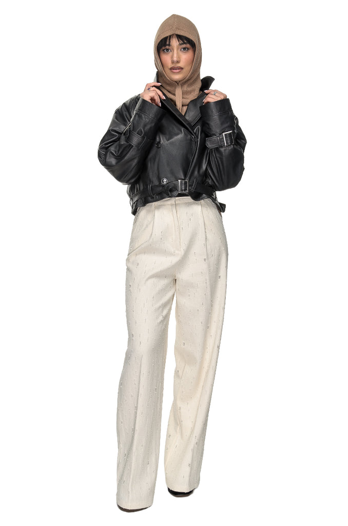 TRENCH CORTO PELLE NERA 3+1 FIT