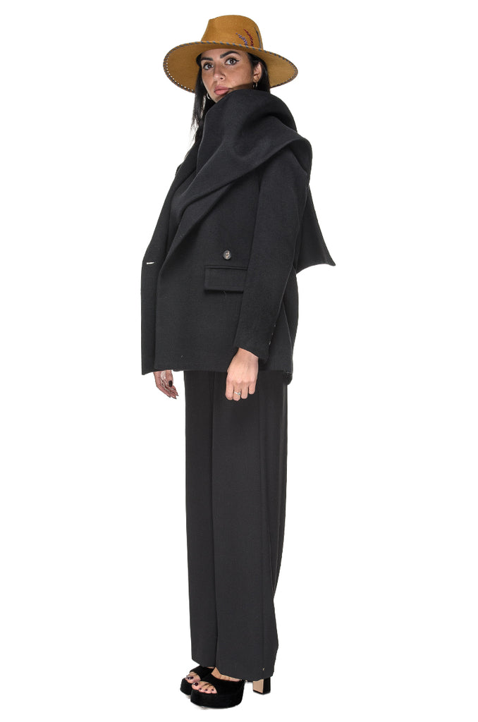 BLAZER MISTO LANA NERO SU