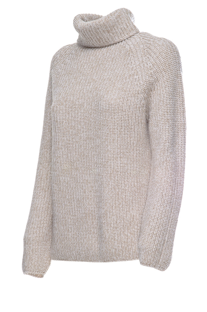 MAGLIA COLLO ALTO BEIGE FLOW