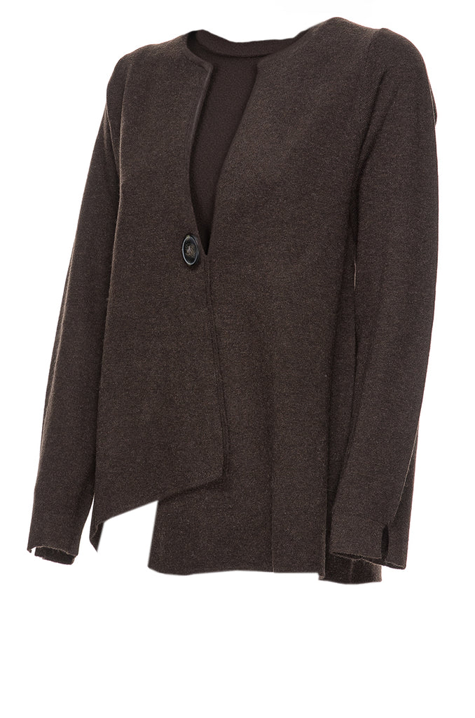 CARDIGAN MARRONE UN BOTTONE FLOW
