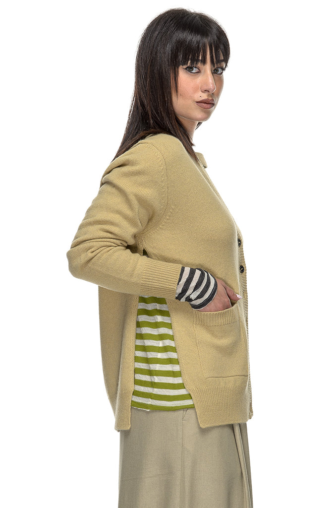 CARDIGAN CON APERTURA SPALLA CACHEMIRE/LANA PHISIQUE DU ROLE
