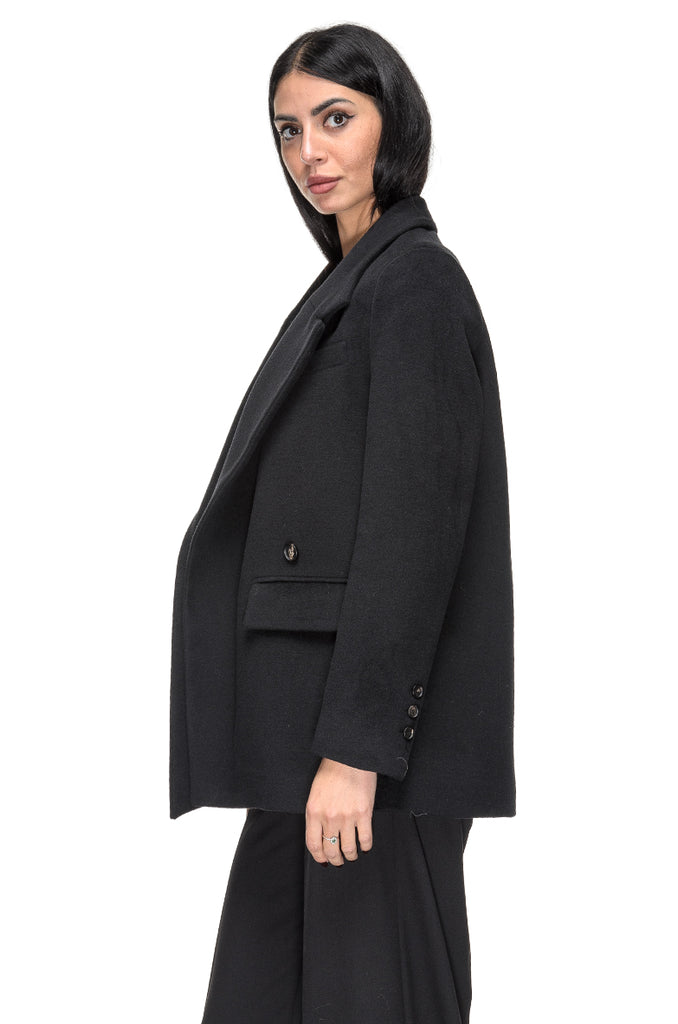 BLAZER MISTO LANA NERO SU