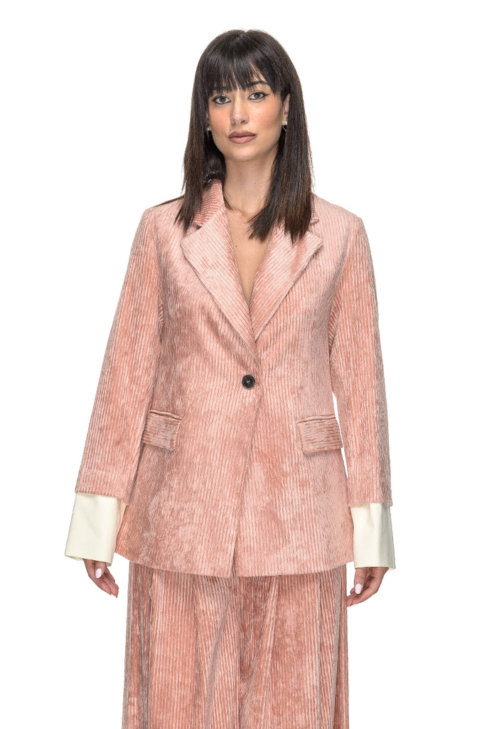 BLAZER VELLUTO A COSTE ROSA PHISIQUE DU ROLE