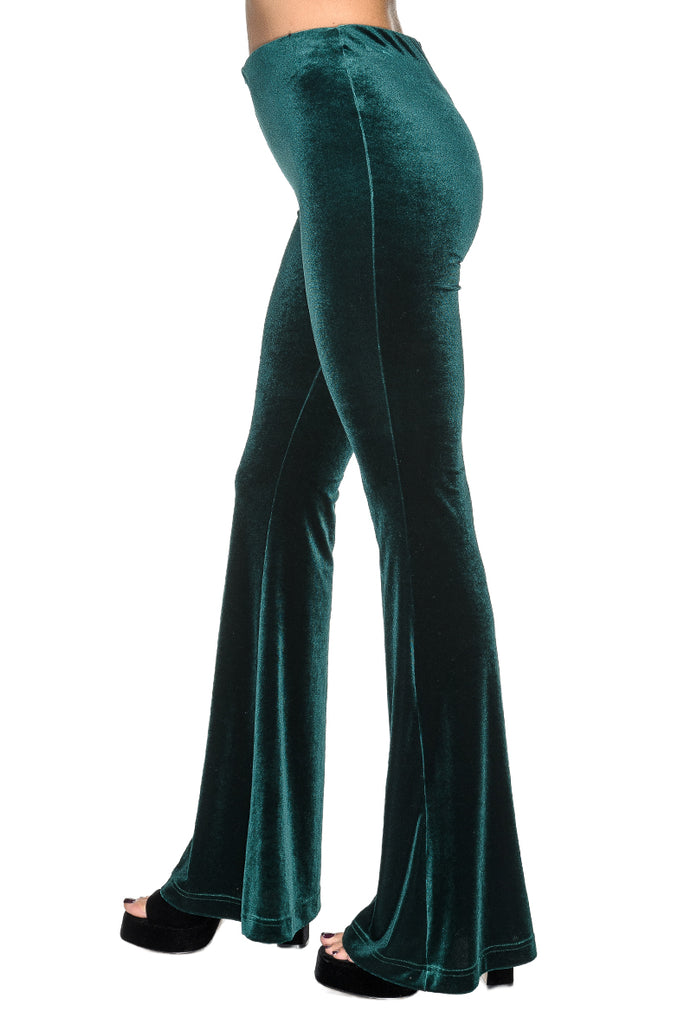 PANTALONE A ZAMPA VELLUTO LISCIO VERDE SMERALDO BOLDETTI