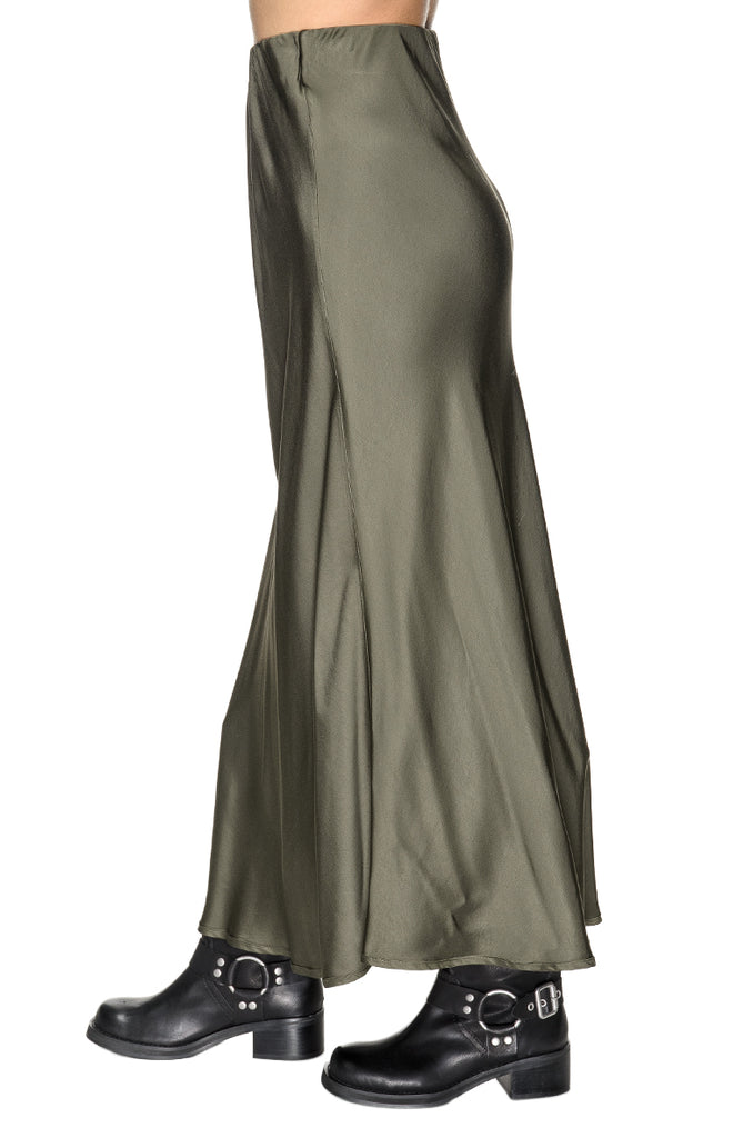 GONNA VERDE RASO GODET POUR MOI