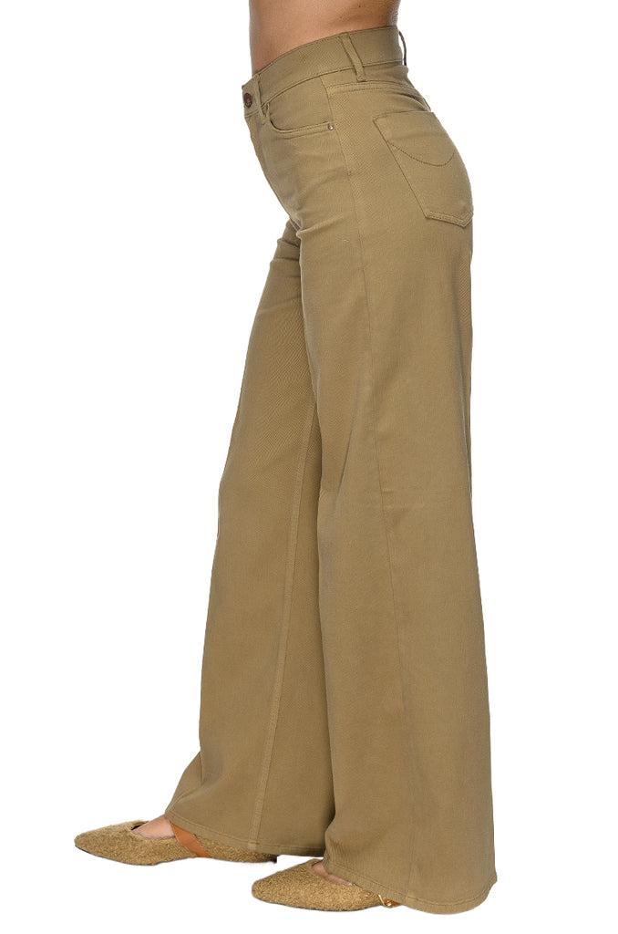 PANTALONE DYED PALAZZO GABARDINA KAKI CIGALA'S