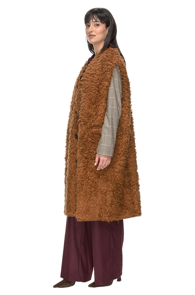 ECOFUR GILET LONG VEST HAZELNUT PHISIQUE DU ROLE
