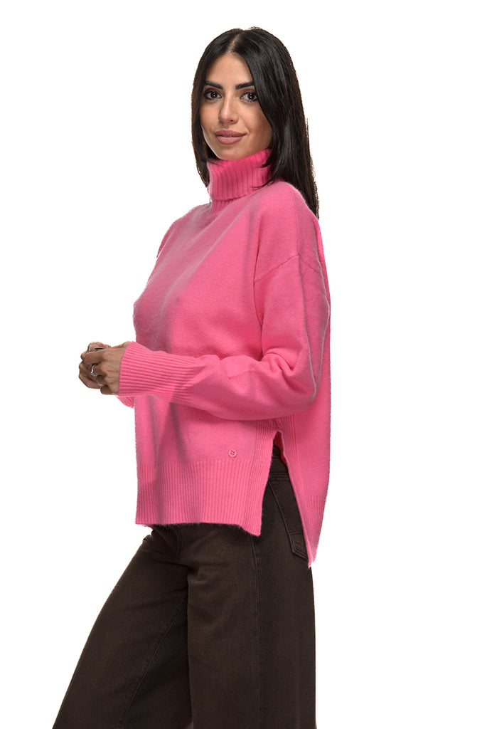 MAGLIA COLLO ALTO FUCSIA FUEGO