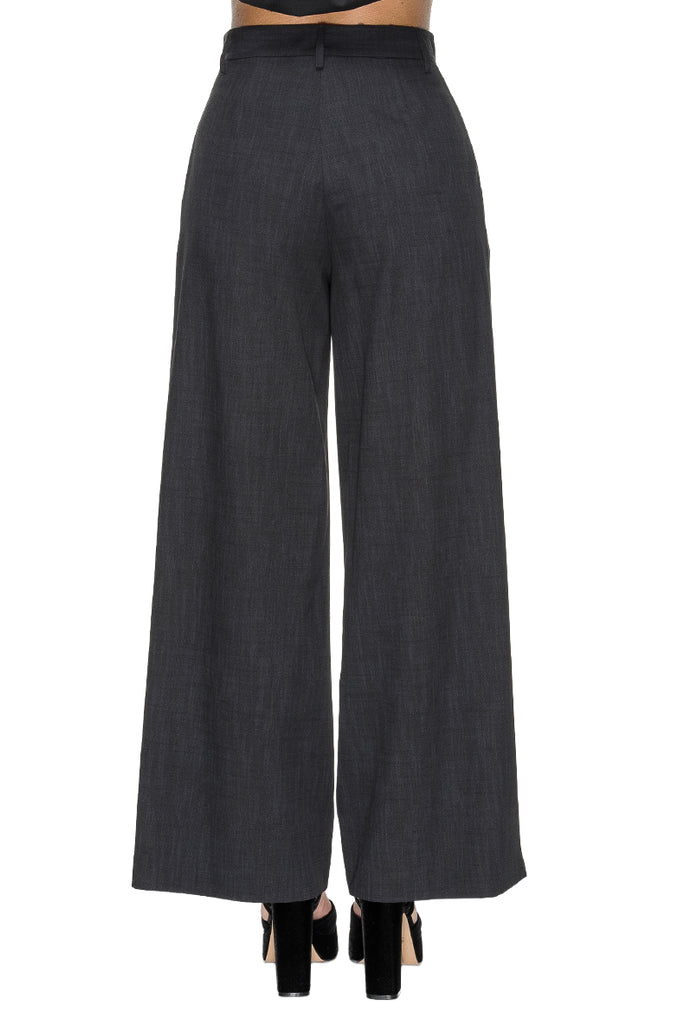 PANTALONE PALAZZO CON PINCES NERO SU