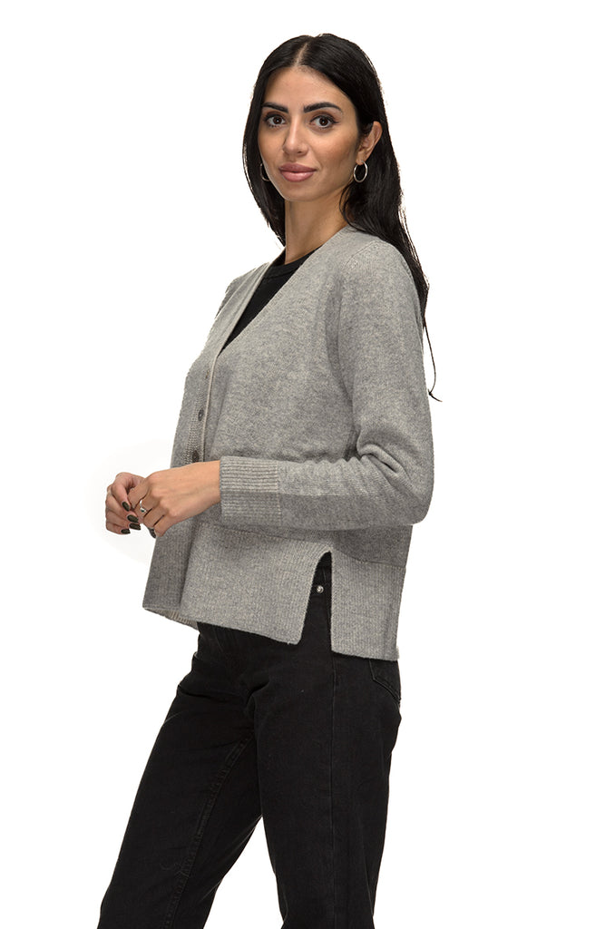 CARDIGAN MISTO CACHEMIRE GRIGIO SET