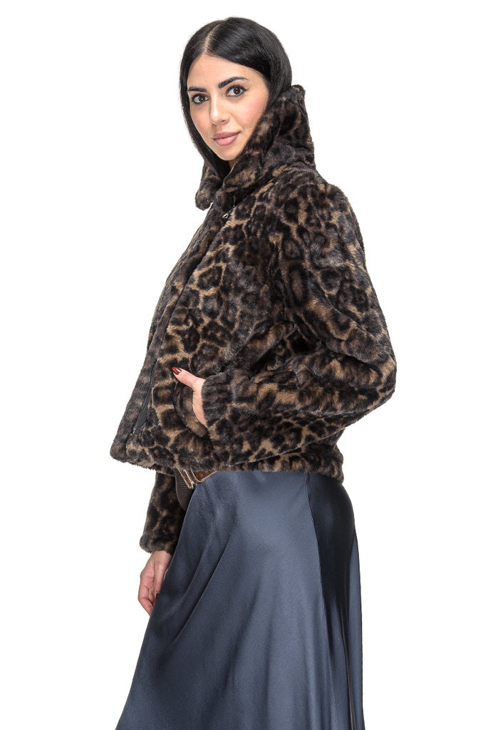 GIACCA ECOFUR GREY LEOPARD MEHRAN