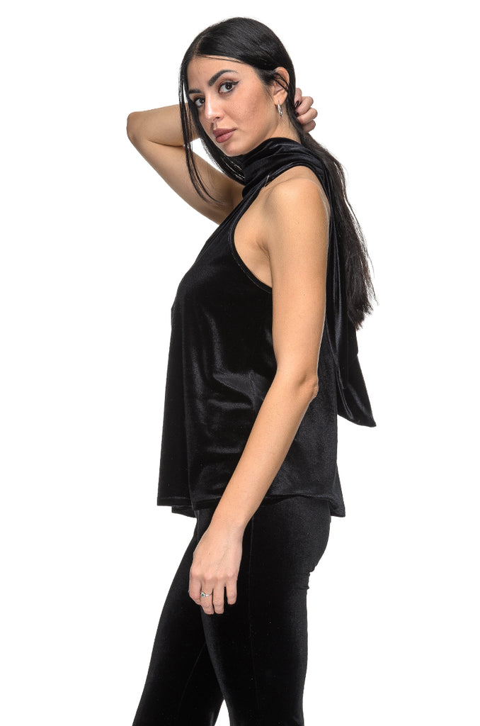 TOP NERO VELLUTO CON SCIARPA BOLDETTI