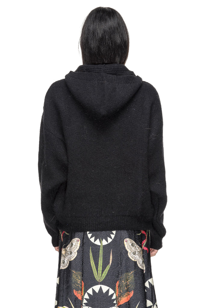 MAGLIA OVER NERA CON CAPPUCCIO MARSEM