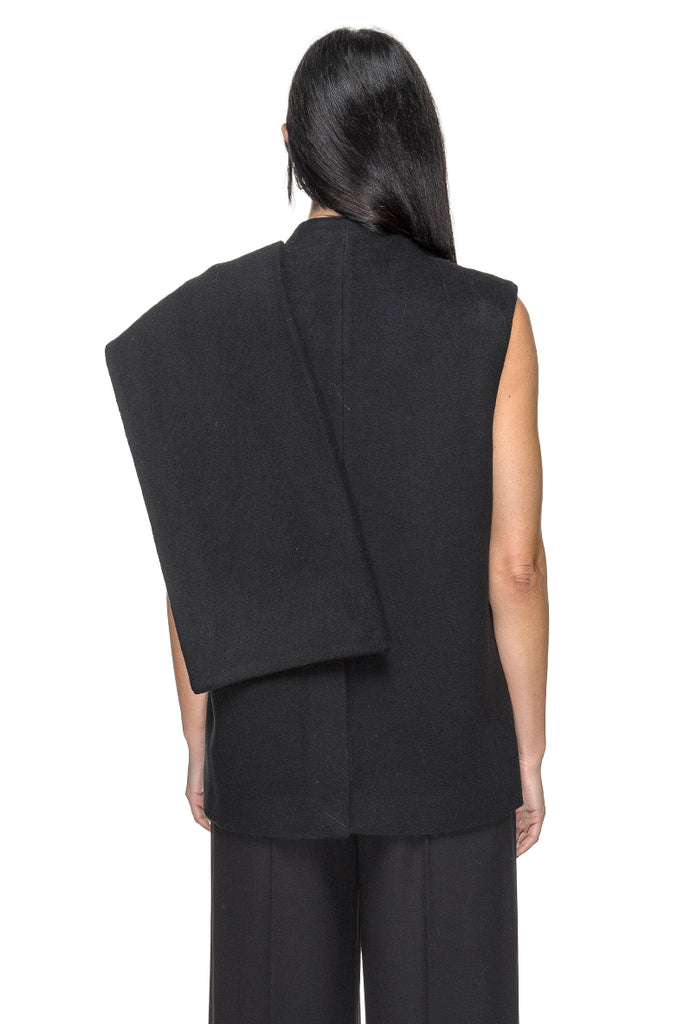 GILET MISTO LANA CON SCIARPA NERO SU