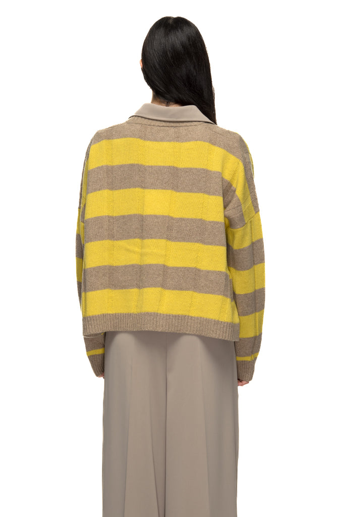 CARDIGAN LANA MERINOS RIGATO YELLOW PHISIQUE DU ROLE