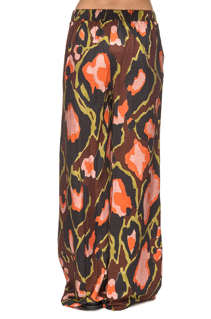 PANTALONE FIORI FONDO CIOCCOLATO BSB