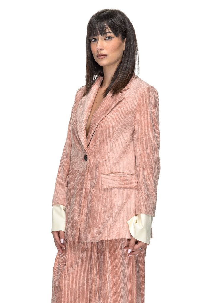 BLAZER VELLUTO A COSTE ROSA PHISIQUE DU ROLE