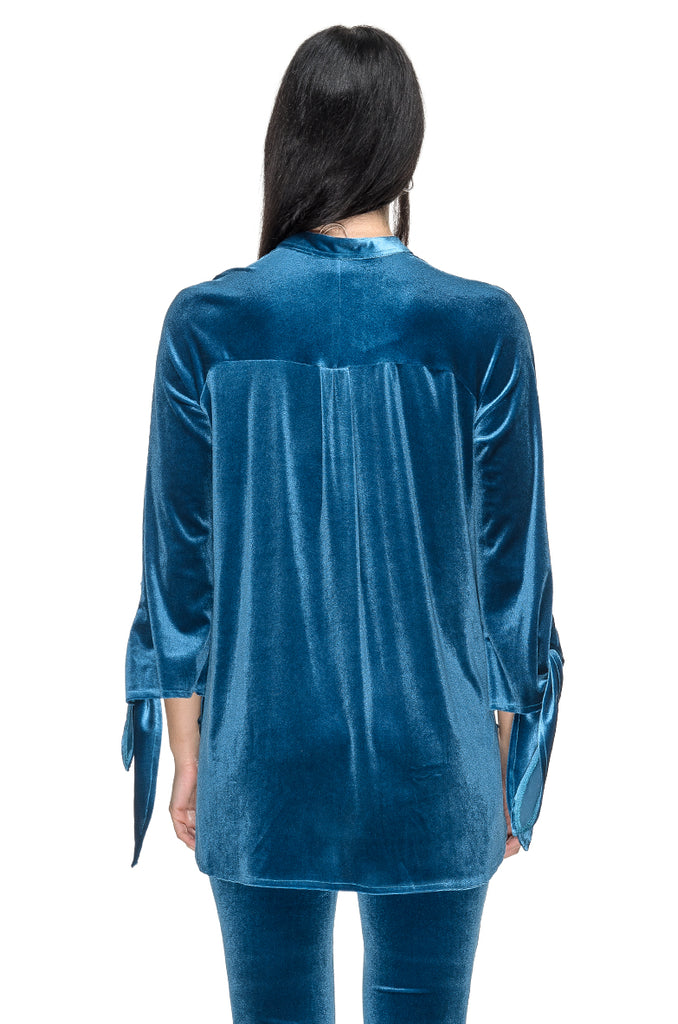 CAMICIA VELLUTO LISCIO AZZURRO BOLDETTI