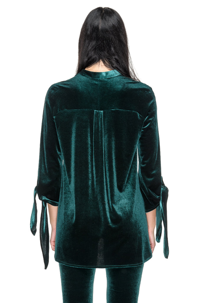 CAMICIA VELLUTO LISCIO VERDE SMERALDO BOLDETTI