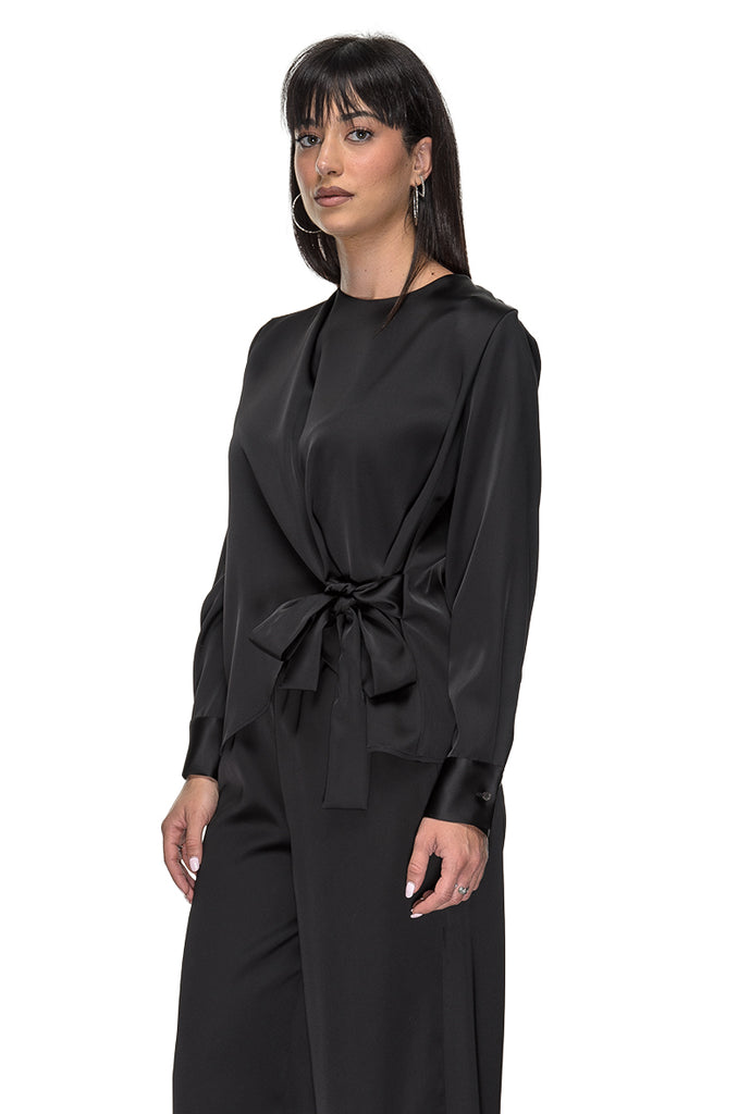CASACCA NERA RASO CON FIOCCO 3+1 FIT